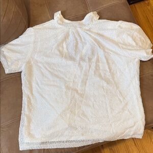 New York & Company Sparkling White Short Sleeve Top